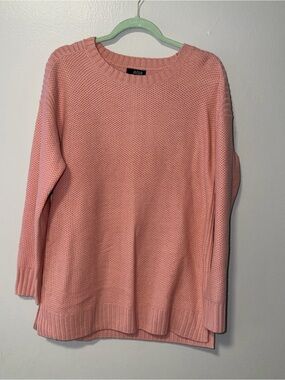 a.n.a Pink Crewneck Waffle Knit Sweater